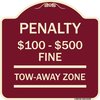 Signmission Penalty $100 $500 Fine Tow Away Zone Virginia Handicap Supplementary Alum, 18" x 18", BU-1818-23336 A-DES-BU-1818-23336